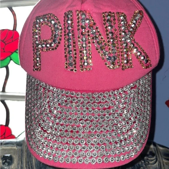 Vintage Victoria’s Secret PINK embellished studs bling Baseball Cap fashion Hat - Picture 9 of 9